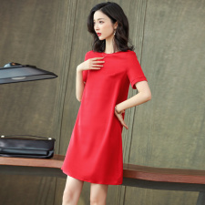 小个子真丝连衣裙女短袖2025春奢华大牌高端重磅杭州桑蚕丝中长裙，女装连衣裙，阿舍尔