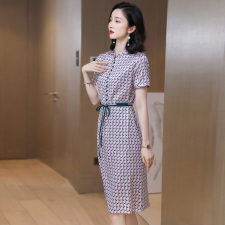 杭州气质重磅真丝连衣裙女2025年新款夏季显瘦漂亮妈妈桑蚕丝裙子，女装连衣裙，阿舍尔