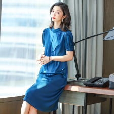 桑蚕丝真丝连衣裙通勤夏季韩版中腰时尚显瘦大方，女装连衣裙，阿舍尔