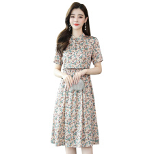 桑蚕丝夏季时尚复古印花真丝连衣裙连衣裙气质百搭优雅，女装连衣裙，阿舍尔