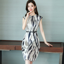 桑蚕丝夏季时尚真丝印花连衣裙气质百搭优雅，女装连衣裙，阿舍尔