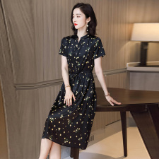 2025新款大码女装夏法式雪纺连衣裙胖妹妹减龄显瘦洋气质遮肚裙子，女装连衣裙，阿舍尔