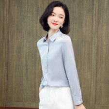 俞飞鸿同款衬衫打底长袖重绉光泽高端大牌桑蚕丝上衣真丝女款衬衫，女装衬衫，阿舍尔