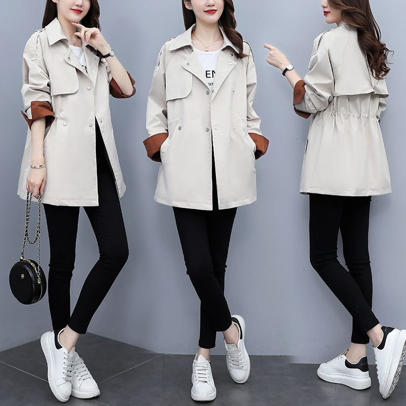 芷墨新款2021年新款秋装短款撞色风衣外套时尚版短西装，女装风衣，芷墨服饰