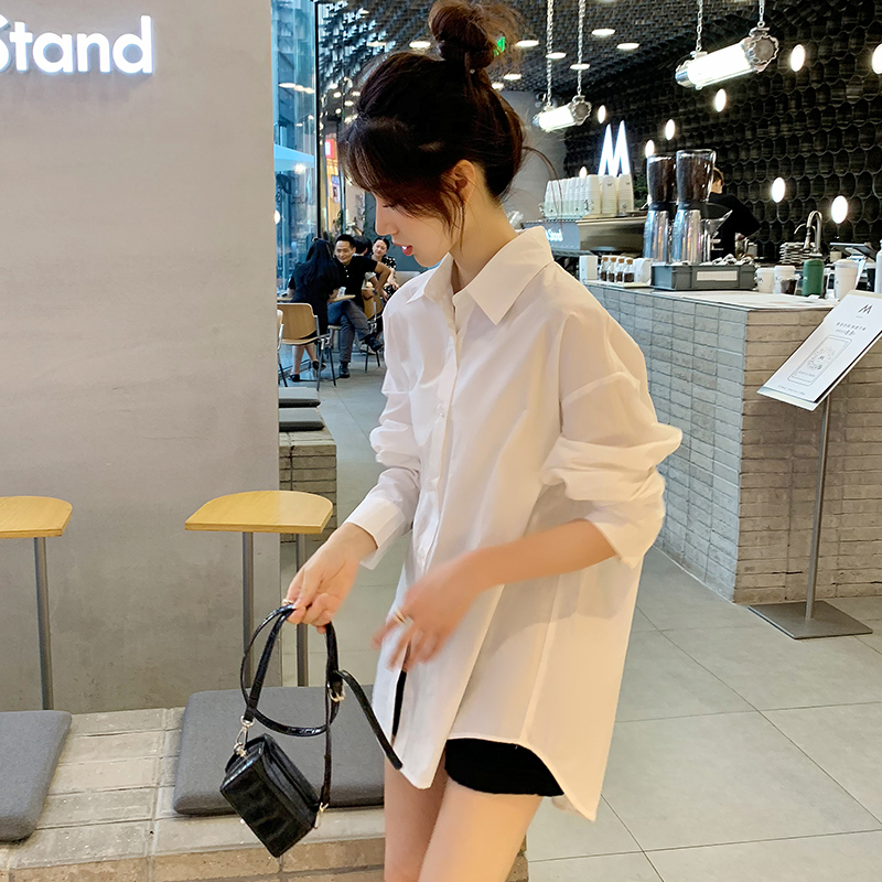 现货2023新款纯棉休闲宽松学院风衬衣女，女装衬衫，丝露怡语