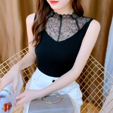 现货主推高弹蕾丝拼接针织毛衫性感女人打底衫，女装针织衫/毛衣，丝露怡语