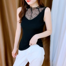 现货主推高弹蕾丝拼接针织毛衫性感女人打底衫，女装针织衫/毛衣，丝露怡语