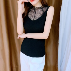 现货主推高弹蕾丝拼接针织毛衫性感女人打底衫，女装针织衫/毛衣，丝露怡语