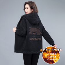 2025秋冬新款时尚连帽加绒外套棉衣派克动物图案，女装棉衣/棉服，衣之秀