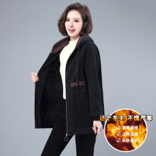 2025秋冬新款时尚连帽加绒外套棉衣派克动物图案，女装棉衣/棉服，衣之秀