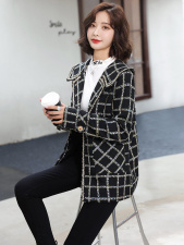 2024新款时尚女装毛呢外套小香风粗花呢大衣显瘦百搭气质款，女装毛呢外套，芷墨服饰
