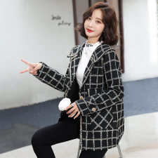 2024新款时尚女装毛呢外套小香风粗花呢大衣显瘦百搭气质款，女装毛呢外套，芷墨服饰