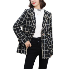 2024新款时尚女装毛呢外套小香风粗花呢大衣显瘦百搭气质款，女装毛呢外套，芷墨服饰