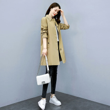 2022新款女装经典撞色风衣修身显瘦长款外套时尚百搭气质大衣，女装风衣，衣之秀